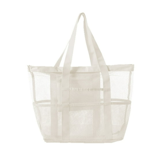 Mesh Travel Organizer Bag Large Capacity See-Through Compartments Drainable Bottom Beach Tote With Handles For Toiletries Swimwear Outdoor Gear