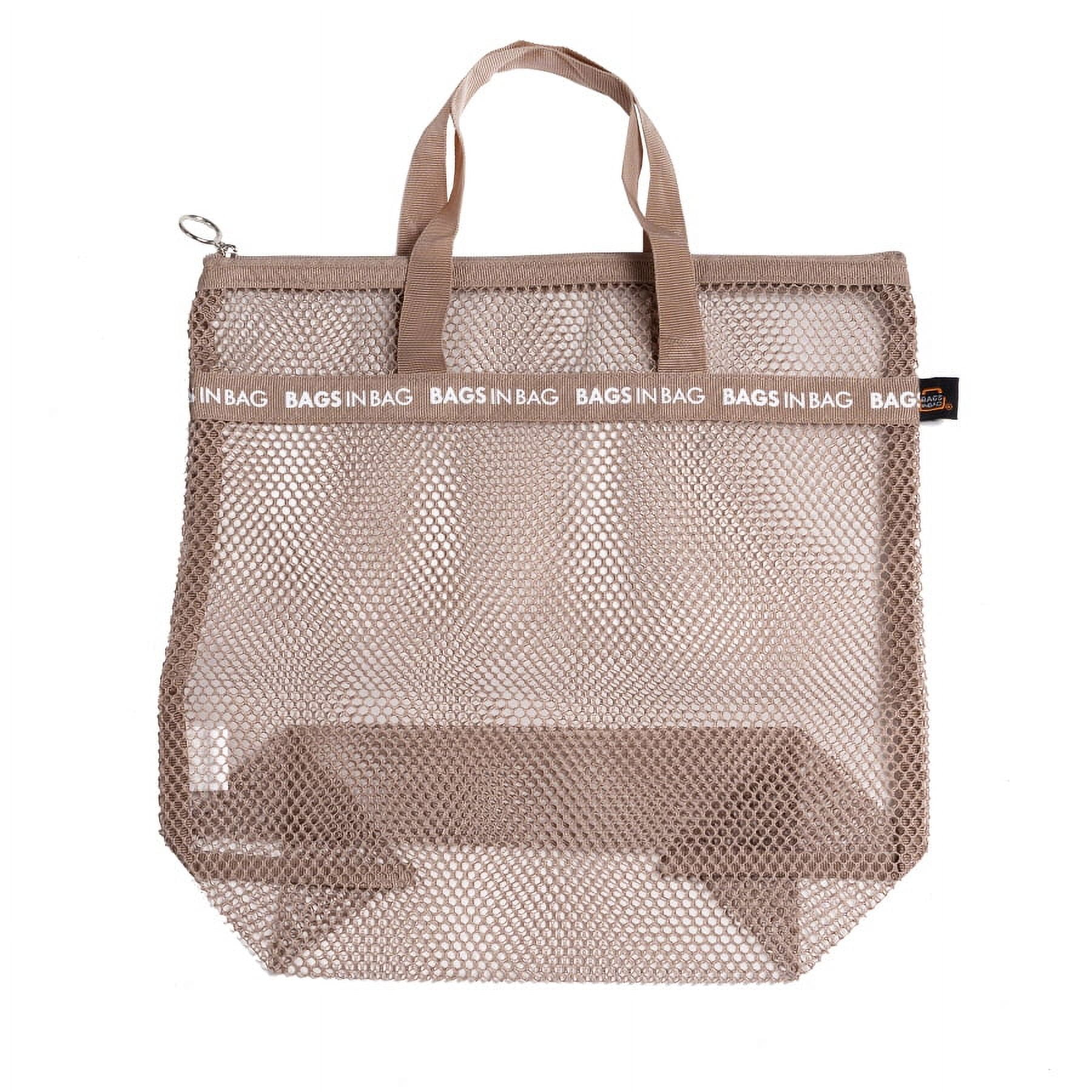 Mesh Travel Shower Caddy Tote Bag Small Brown