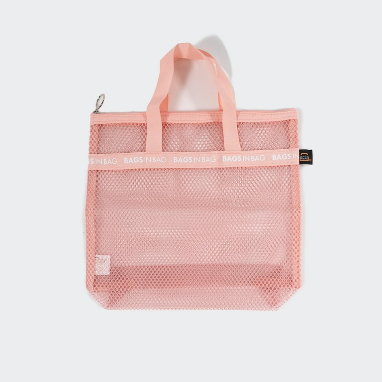 Bags in Bag Mesh Travel Shower Caddy Tote Bag, Small, Pink