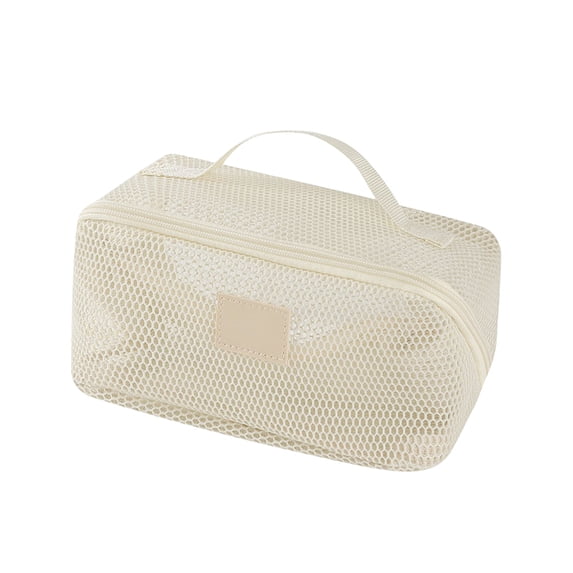 Mesh Travel Toiletry Bag,Large Capacity Cosmetic Organizer With Handle,Breathable Polyester Construction,Clear Visibility Open Mesh Design,Lightweight Portable Pouch,Home And Travel Storage