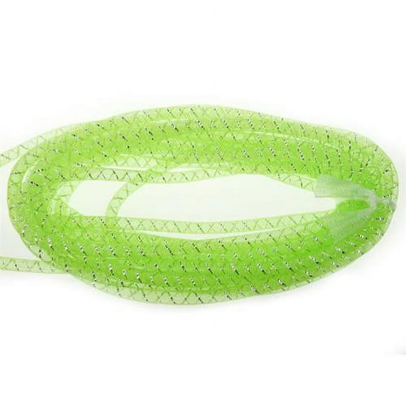 Mesh Tubing Deco Flex Ribbon, 8mm, 10 Yardsd, Apple Green