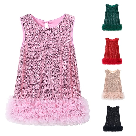 Mesh Vest Dress for Girls Elegant Party Gown Autumn Layered Tutu Outfit with Glitter Detail Fashion Toddler Kids Frock Girls Size 5