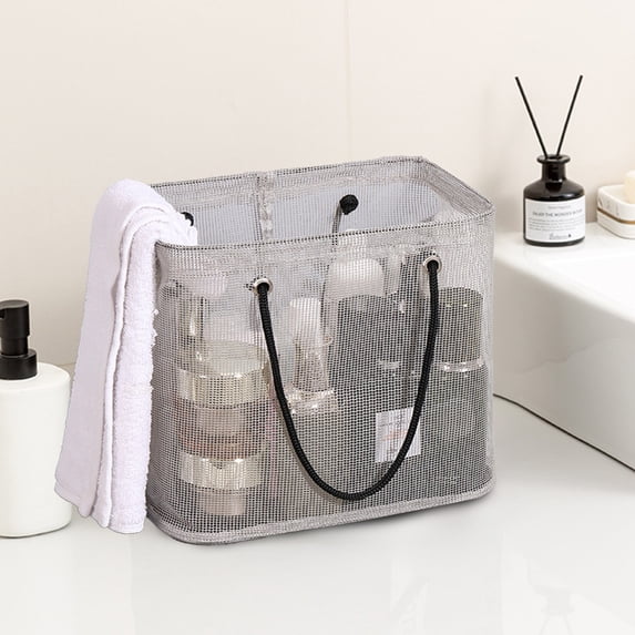 Mesh Wash Bag Portable Storage Organizer with Hand Carry Handle for Laundry and Beach Essentials Polyester Mesh Tote for Easy Toy and Gear Organization Perfect for Travel and Pool Days