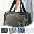 thumbnail image 1 of Mesh Wash Bag Tote | Portable Nylon Polyester Storage Organizer | Quick-Dry Breathable Resin Mesh | Zipper Closure | Hand Carry Beach Laundry Shower Bag | 30x10x20cm | 1 Pack, 1 of 6