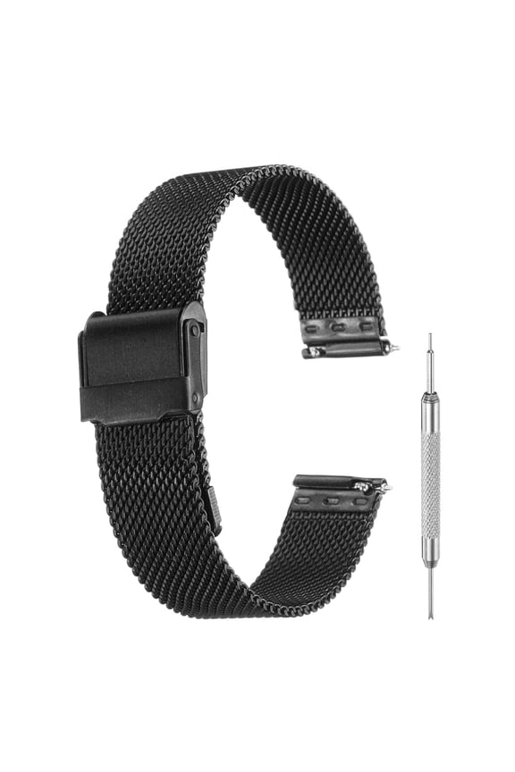 Mesh Watch Bands for Men Women, Stainless Steel Quick Release Mesh Watch Strap with Tools(16mm, Black)