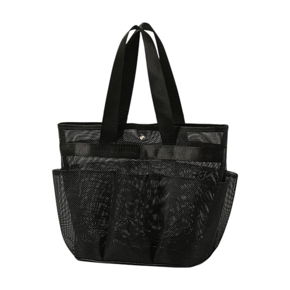 Mesh Waterproof Shower Caddy with Reinforced Handle - Multi-Purpose Hanging Bathroom Storage Organizer Bag ( Black )
