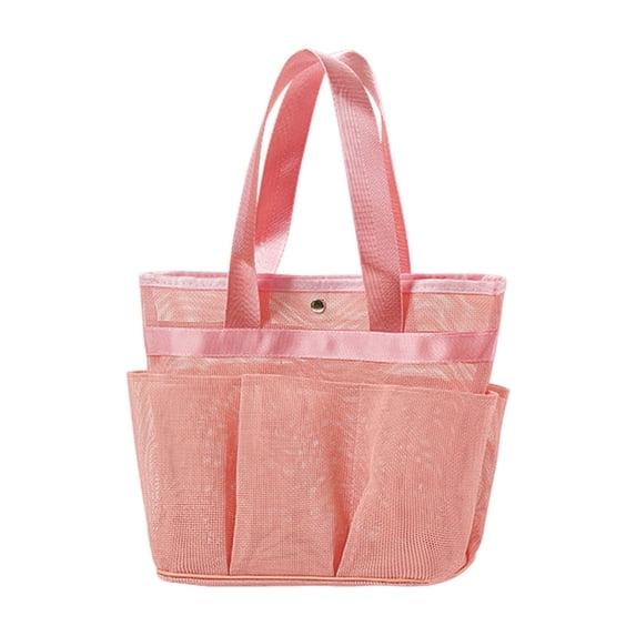 Mesh Waterproof Shower Caddy with Reinforced Handle - Multi-Purpose Hanging Bathroom Storage Organizer Bag ( Pink )