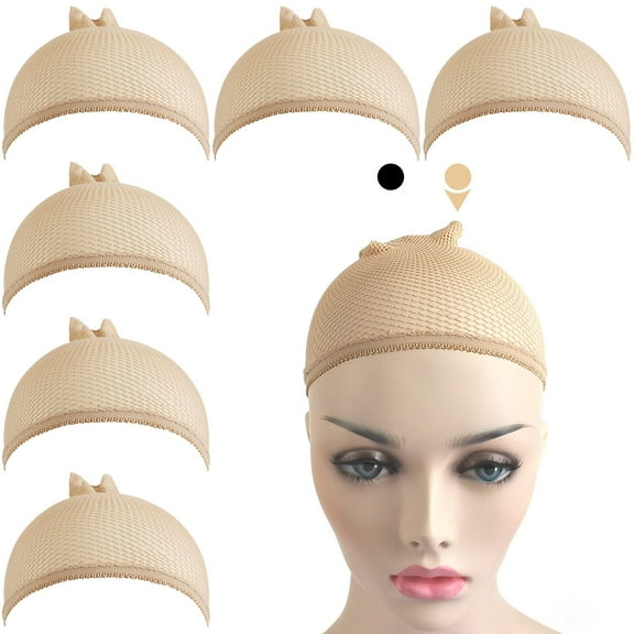Mesh Wig Cap Net Natural Nylon Wig Caps (6PCS - Mesh Beige)