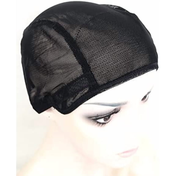 Mesh Wig Caps for Making Wigs 2 count Black Color Stretch Weaving Caps with Adjustable Straps For Women (Medium, Black Stretch Cap)