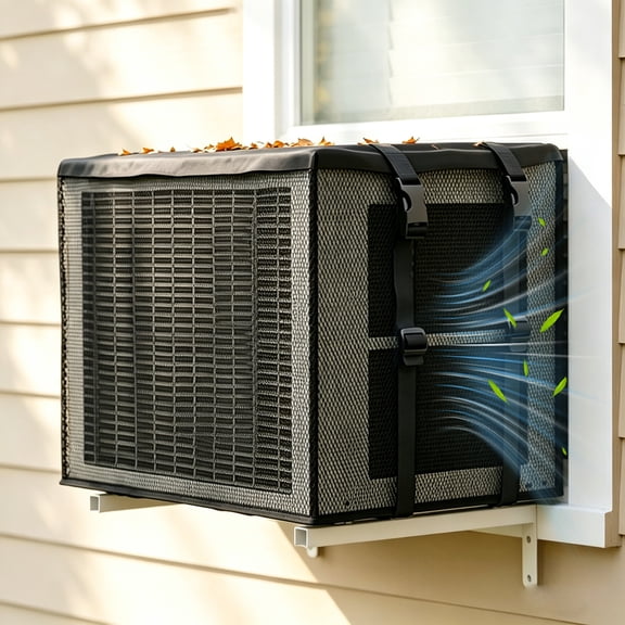 Mesh Window AC Cover, Outdoor AC Protection Defender, Support Window AC Unit Work Use to Protect Against Leaves, Weeds and Debris(25.6"x20.9"x18.1")