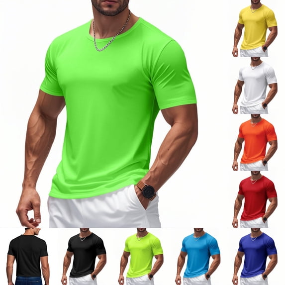 Mesh Workout Shirts for Men Casual Quick Dry Athletic Short Sleeve crew neck T-Shirts Lightweight Moisture Wicking Activewear Green XL