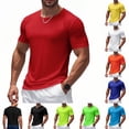 thumbnail image 1 of Mesh Workout Shirts for Men Casual Quick Dry Athletic Short Sleeve crew neck T-Shirts Lightweight Moisture Wicking Activewear Red XL, 1 of 8