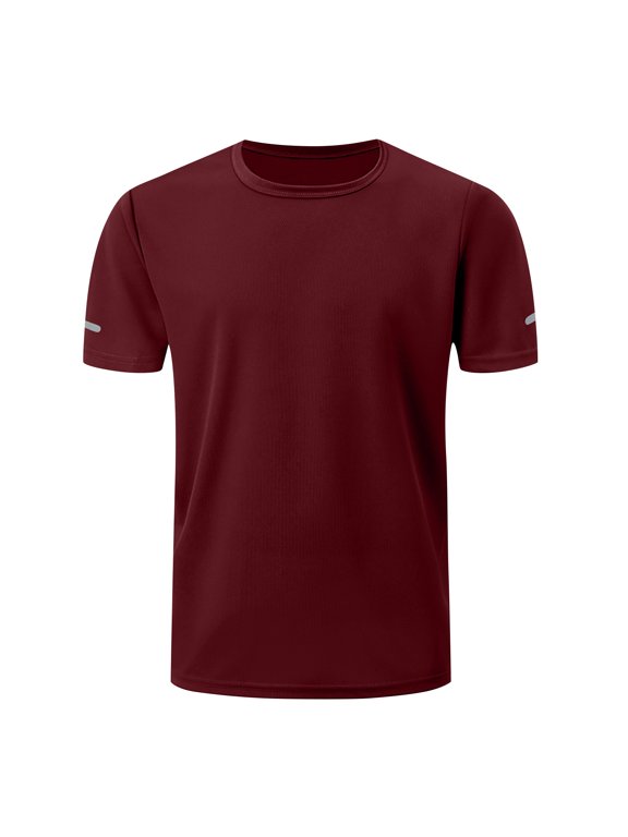 Mesh Workout Shirts for Men Gym Shirts Quick Dry Athletic Short Sleeve T-Shirt Moisture Wicking Wine M