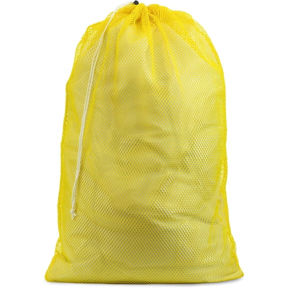 Mesh XL  Bag - Durable, Machine Washable with Secure Drawstring Closure -  for College Dorms, Laundromats, Apartments (Yellow, Large 24" x 36")