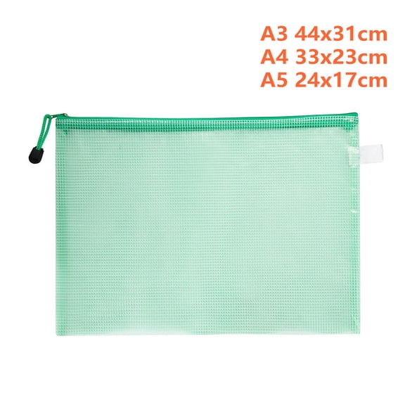 Mesh Zip Pouch Document Bag Folders Letter File Pockets A3/A4/A5 for School Office Supplies Waterproof