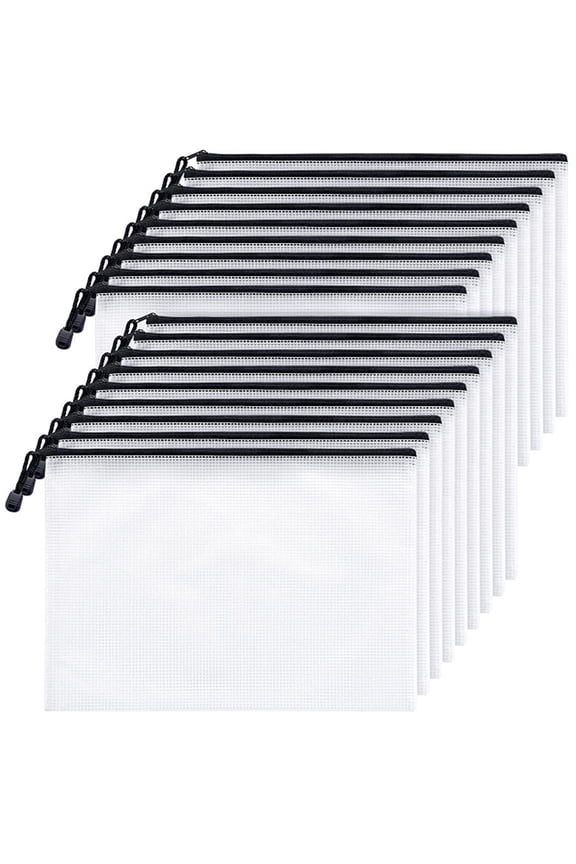 Mesh Zipper Bag Document Bag 18Pcs,18X Packing Bags,Letter Size Zipper Clear Bag Travel 18Pcs Bags Mesh Zipper Document Housekeeping & Organizers