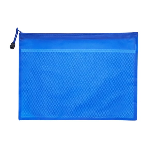 Mesh Zipper File Bag, Blue PVC Document Pouch 13.18×9.25in 1 Piece ...
