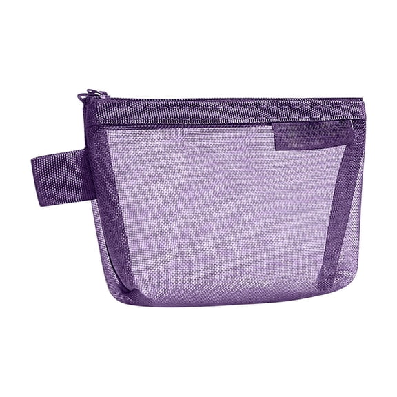 Mesh Zipper Pouch Bag, 3D Transparent Storage Organizer, Waterproof Travel Accessories Bag for Toiletries, Cosmetics, Jewelry, Small Gadgets & Stationery, Lightweight, Purple