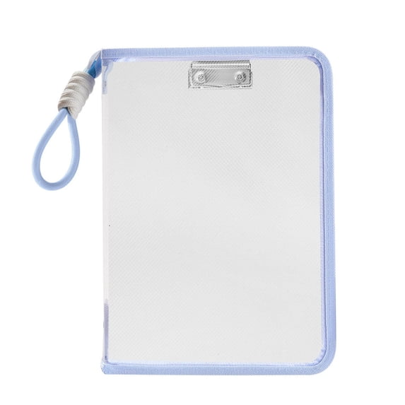 Mesh Zipper Pouch Bag, A4 Clear Zipper Pouch with Handle & Mental Clips, Tear-Resistant PP Zipper File Folder, Water & Dirt Proof Pouch, Storage Bags for Travel Office School Supplies, 13×9In Blue