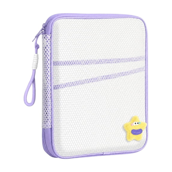 Mesh Zipper Pouch Bags with Handle, 180 Degree Open Multi-Compartment File Organizer Storage Pouch for Books, Notebooks and Stationery, Daily Storage Use, 12.6 X 9.06 X 1.6 Inches
