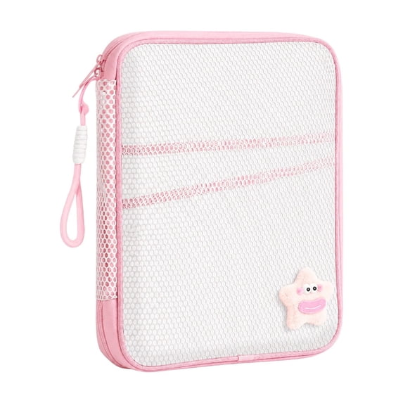 Mesh Zipper Pouch Bags with Handle, 180 Degree Open Multi-Compartment File Organizer Storage Pouch for Books, Notebooks and Stationery, Daily Storage Use, 12.6 X 9.06 X 1.6 Inches