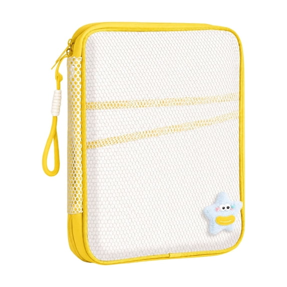 Mesh Zipper Pouch Bags with Handle, 180 Degree Open Multi-Compartment File Organizer Storage Pouch for Books, Notebooks and Stationery, Daily Storage Use, 12.6 X 9.06 X 1.6 Inches