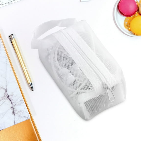 Mesh Zipper Pouch, Clear Makeup Bag Organizer for Cosmetics, Nylon Pencil Case Storage, Small Travel Toiletry Bag, Compact Key Coin Purse with Transparent Design
