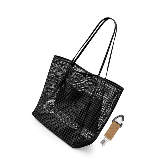 Baoxue Women's Mesh Beach Bag, Shoulder Bag, Black, 1-Piece