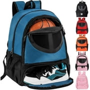 Mesh blue Basketball Soccer Bag Backpack Sports Volleyball Football Bag with Ball and Shoe Compartment for Man Women Ball Equipment Bag All Sports Venue