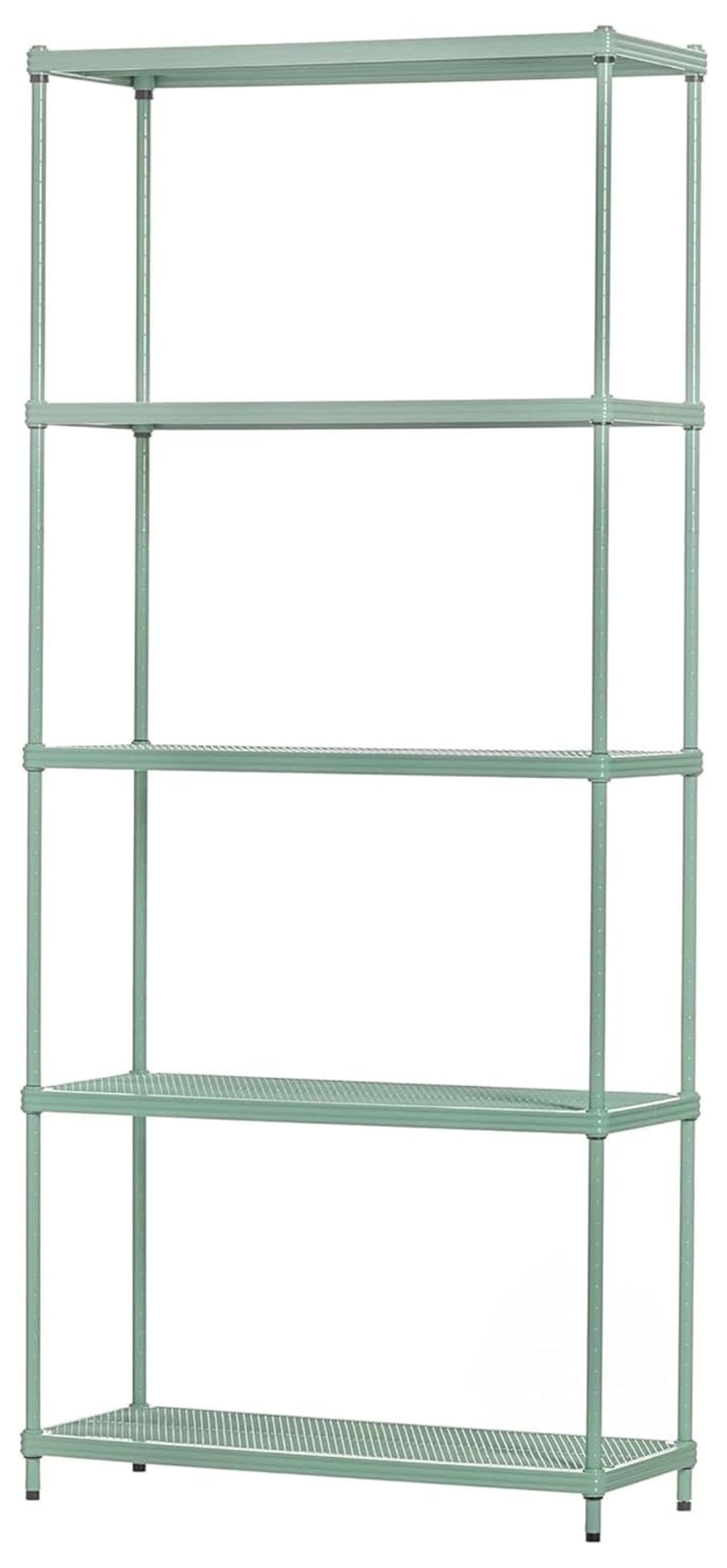 Sage Green Adjustable 5-Tier Metal Wire Shelving Unit