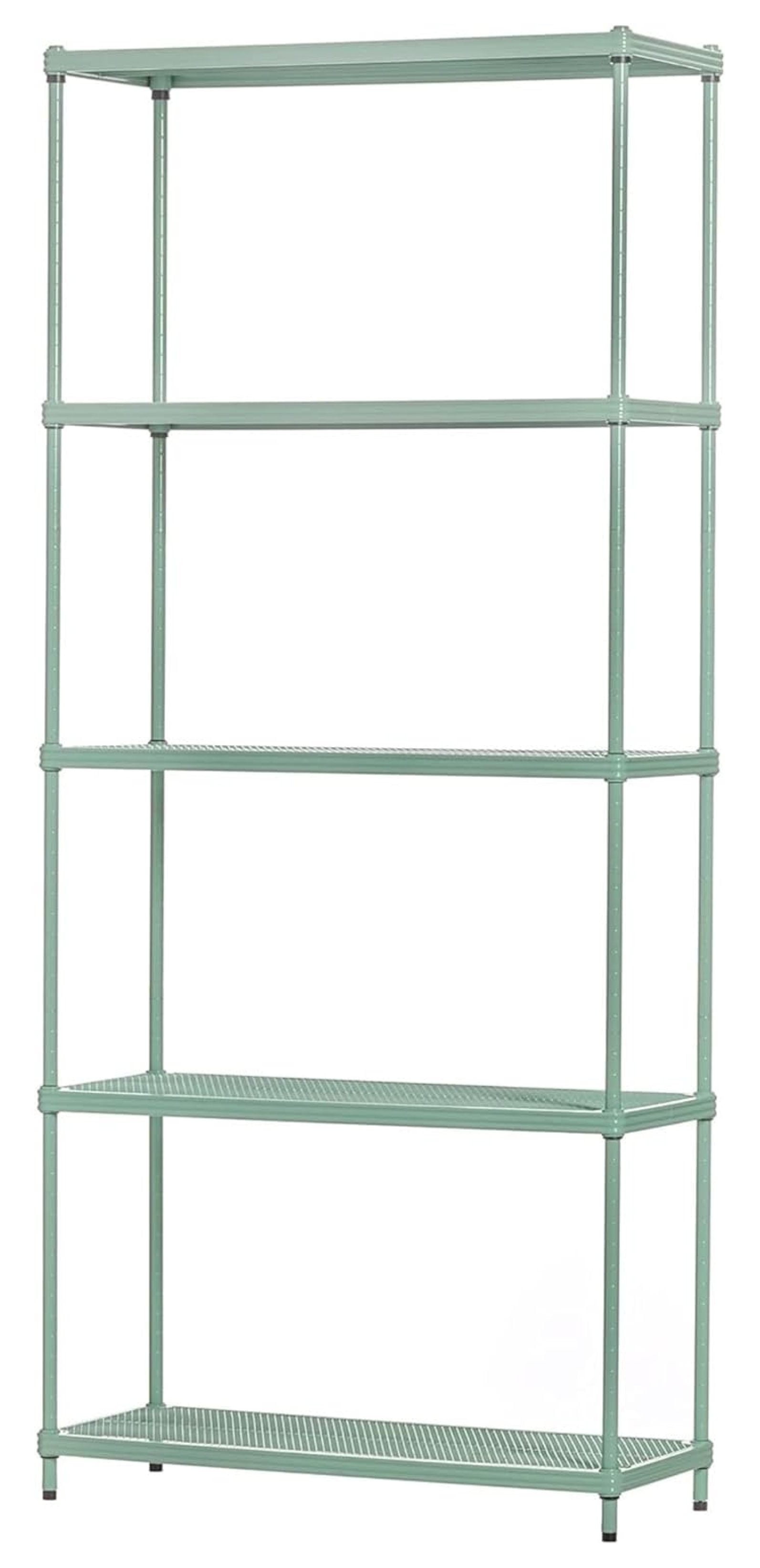 Sage Green Adjustable 5-Tier Metal Wire Shelving Unit