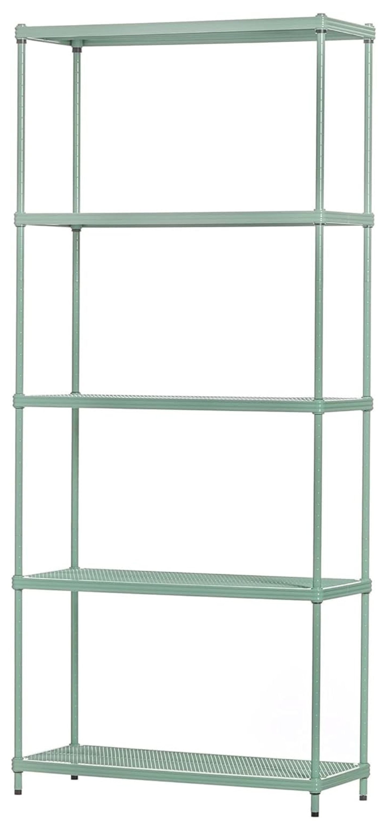 Sage Green Adjustable 5-Tier Metal Wire Shelving Unit