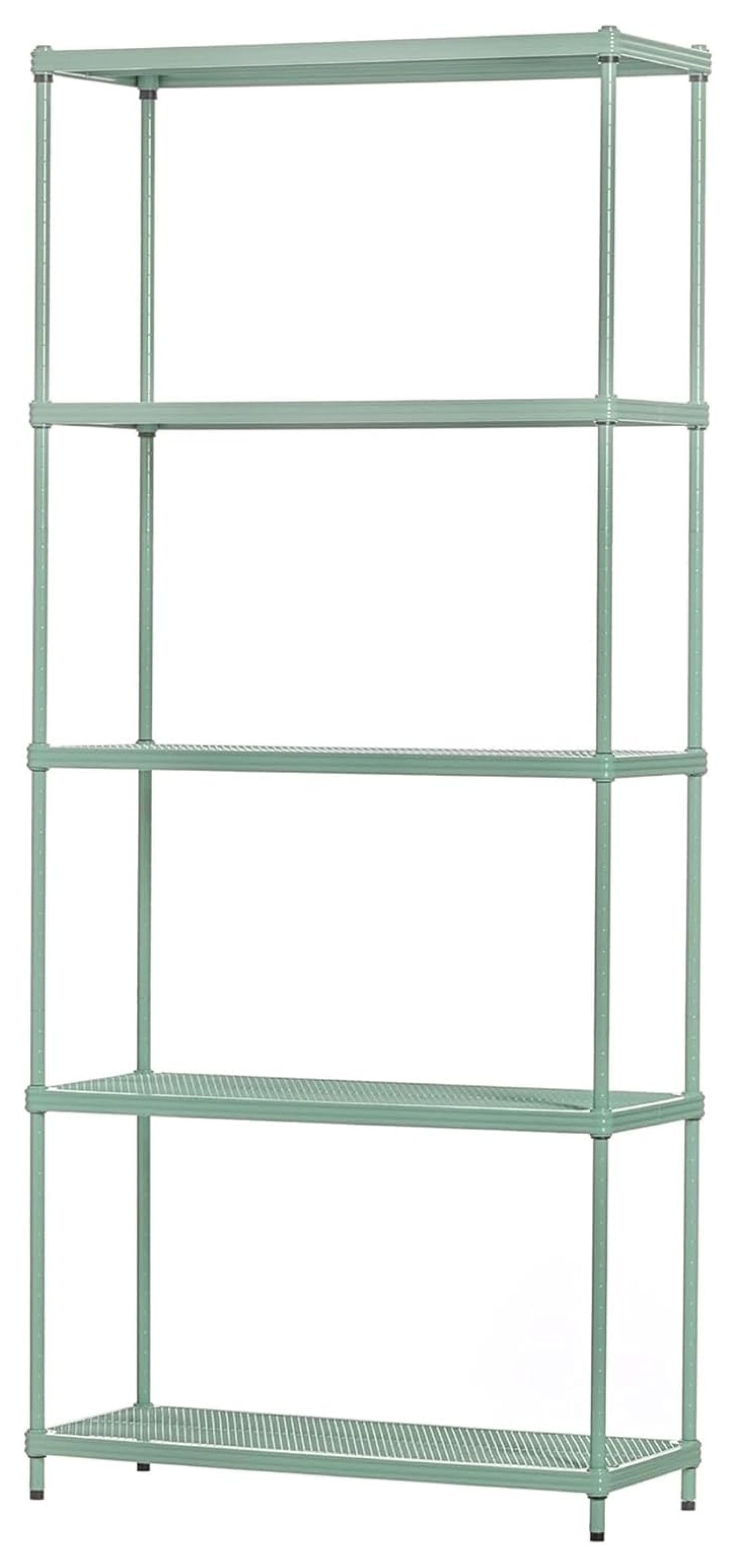 Sage Green Adjustable 5-Tier Metal Wire Shelving Unit