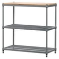 thumbnail image 1 of MeshWorks Metal Storage Wood Top Workbench Shelving Unit Rack for Garage and Kitchen Storage, 35.4” x 17.7” x 35.4”, Silver, 1 of 6