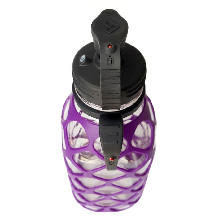 Meshbottle With Glass Straw - Plum Purple - Plastic-Free, BPA-Free, Phthalate-Free Glass Water Bottle - 32 oz
