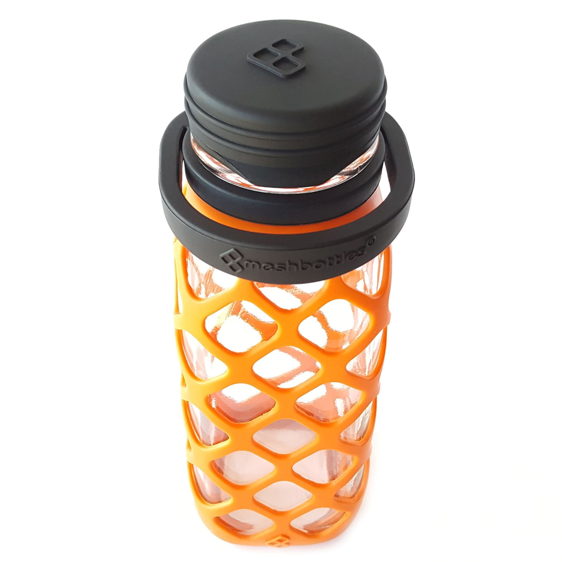 Meshbottle with Silicone Top - Burnt Orange - Plastic-free, BPA-free, Phthalate-free Glass Water Bottle - 16 oz
