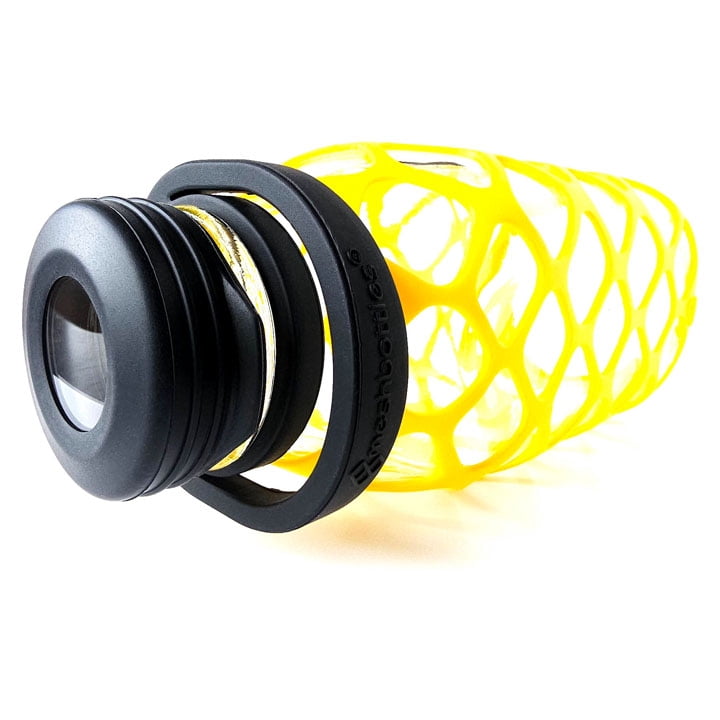 Meshbottles with Glass Top - Sun Yellow - Plastic-free, BPA-free, Phthalate-free Glass Water Bottle - 32 oz