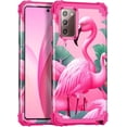 thumbnail image 1 of Meshine Compatible with Galaxy Note 20 Case,Three Layer Heavy Duty Shockproof Protection Hard Plastic Bumper +Soft Silicone Rubber Protective Case for Samsung Galaxy Note 20,Red Flamingo, 1 of 6