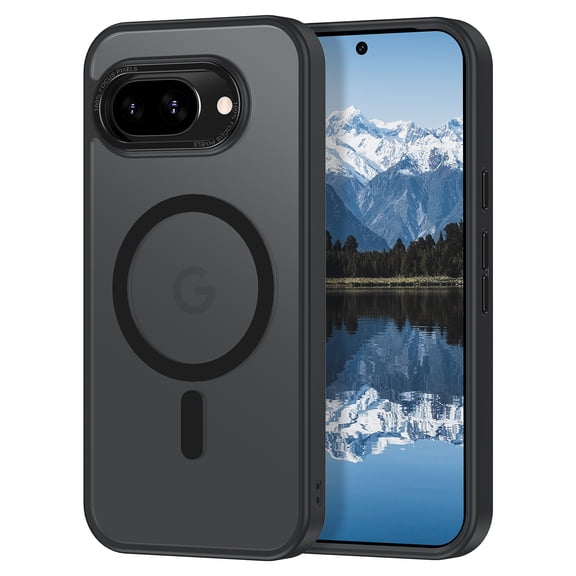 Meshine Phone Case for Google Pixel 9A, [Military-Grade Drop Protection] [Compatible with Mag-Safe] Shockproof Slim Translucent Matte Anti-Slip Women Girls Men Phone Cover,Black