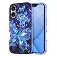 thumbnail image 1 of Meshine for iPhone 16 Case,Glow in The Dark Butterfly Slim Fit Protective Anti Scratch Phone Cover for Women Girls,Blue, 1 of 7