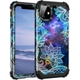 thumbnail image 1 of Meshine for iPhone 11 Case,Three Layer Heavy Duty Shockproof Protection Hard Plastic Bumper +Soft Silicone Rubber Protective Case for Apple iPhone 11 6.1 inch,Blue Mandala, 1 of 6