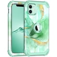 thumbnail image 1 of Meshine for iPhone 11 Case,Three Layer Heavy Duty Shockproof Protection Hard Plastic Bumper +Soft Silicone Rubber Protective Case for Apple iPhone 11 6.1 inch,Green/Gold, 1 of 7