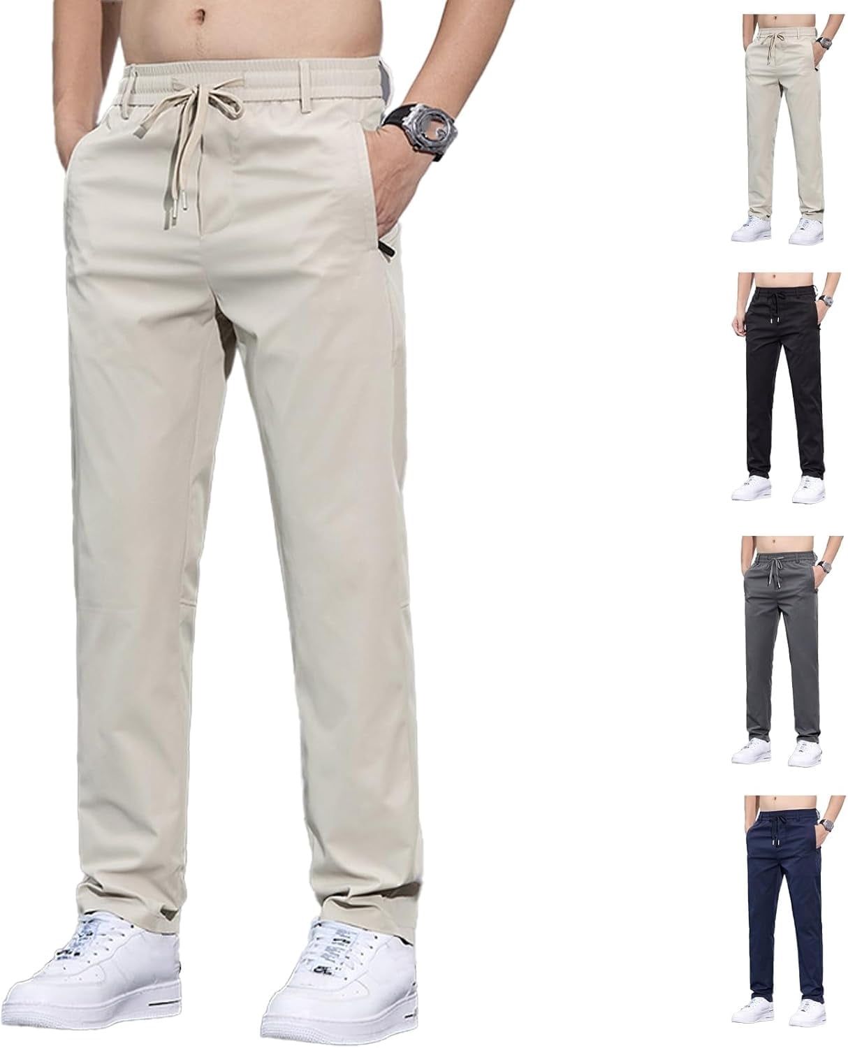 Ice Silk Mesh Panel Casual Pants, Comfort for Man Over 55, Stretch