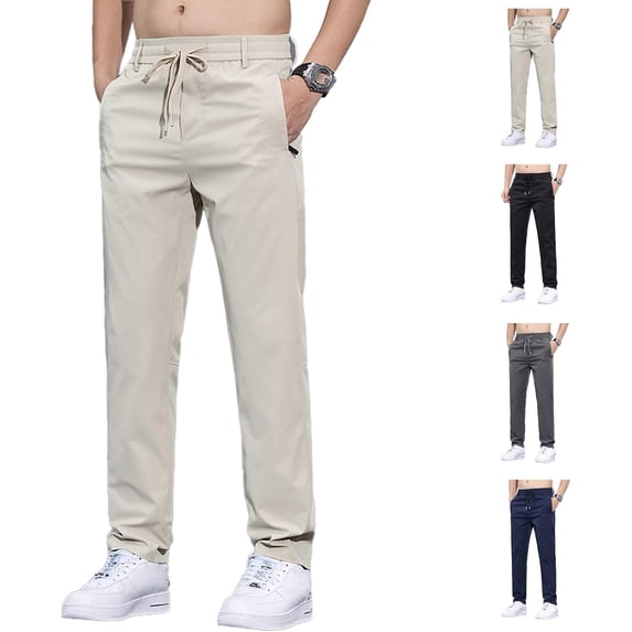 Ice Silk Mesh Panel Casual Pants, Comfort for Man Over 55, Stretch Breathable Quick Drying Pant with Pockets