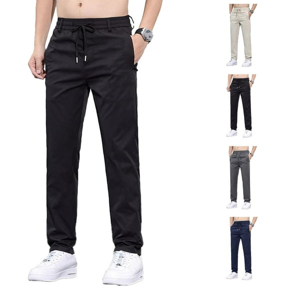 Meshirons Ice Silk Mesh Panel Casual Pants, Comfort for Man Over 55, Stretch Breathable Quick Drying Pant with Pockets
