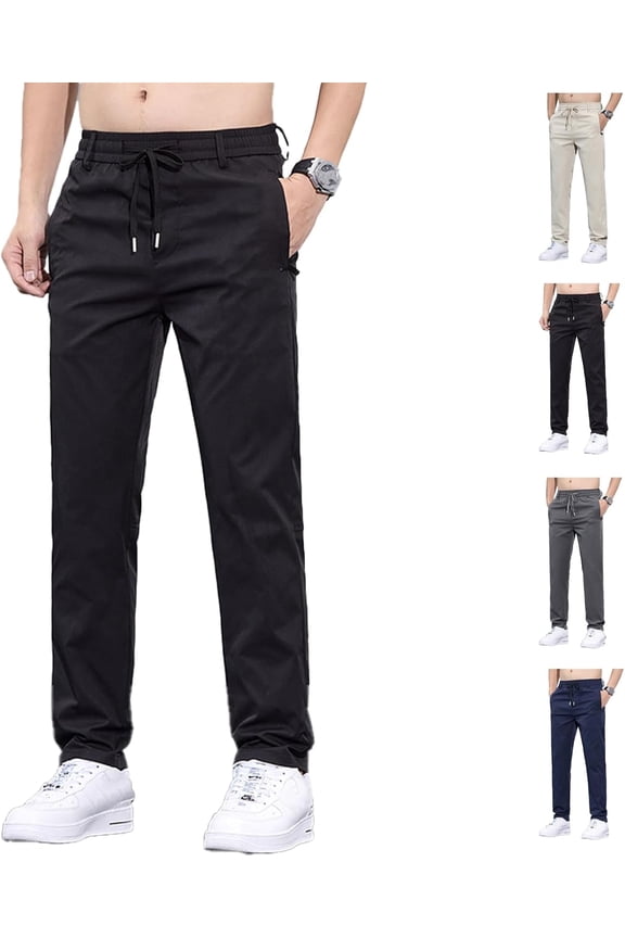 Meshirons Ice Silk Mesh Panel Casual Pants, Comfort for Man Over 55, Stretch Breathable Quick Drying Pant with Pockets