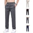 thumbnail image 1 of Ice Silk Mesh Panel Casual Pants, Comfort for Man Over 55, Stretch Breathable Quick Drying Pant with Pockets, 1 of 8