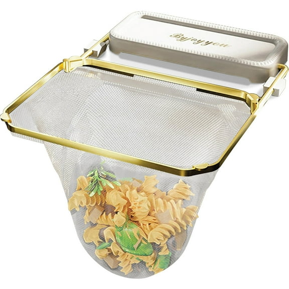 Meshmate Waste Rack Sink Organizer Foldable Corner Mesh Bag Food Scrap Collector Rustproof Frame Fast Drain for Kitchen Garbage Stain Free
