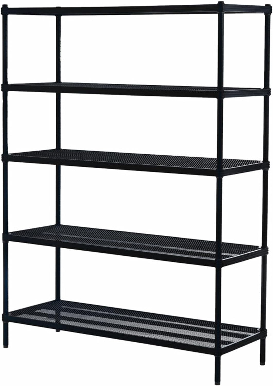 Sleek Black MeshWorks Heavy-Duty 5-Tier Metal Shelving Unit