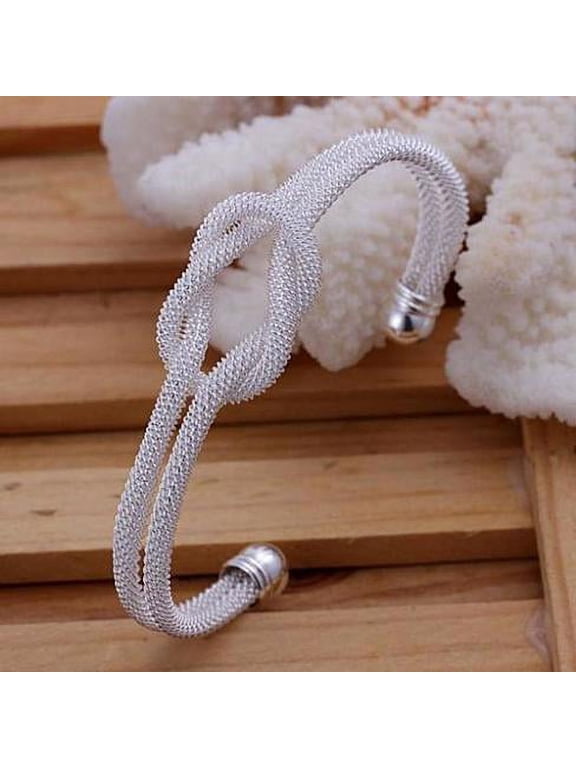Meshy Love Knot Cuff Bracelet in Silver or Gold